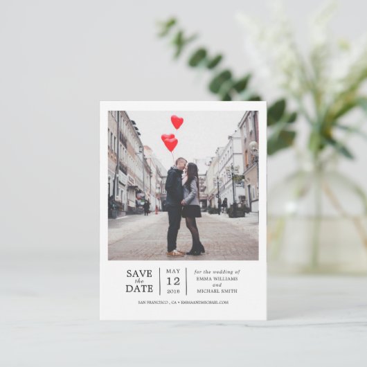 Faire-part de date de sauvegarde de photo simple e (Debout devant)