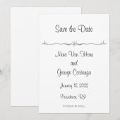 Faire-part de date de sauvegarde noir et blanc (Devant / Derrière)