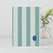 Faire-part de date de teinte sarcelle à bordure fe (Debout devant)