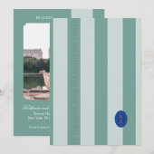 Faire-part de date de teinte sarcelle à bordure fe (Devant / Derrière)