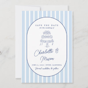 Faire-part de date limite Cabana rayée bleue Minim