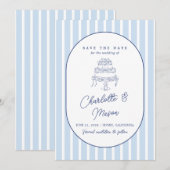 Faire-part de date limite Cabana rayée bleue Minim (Devant / Derrière)
