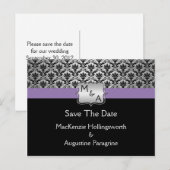 Faire-part de date limite noir violet argent monog (Devant / Derrière)