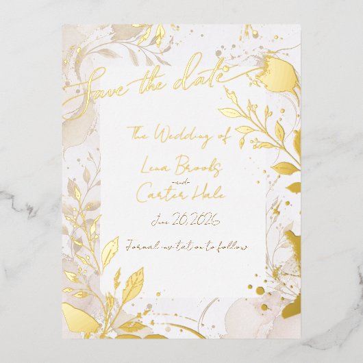 Faire-part de date minimale à l'aquarelle neutre (Recto)