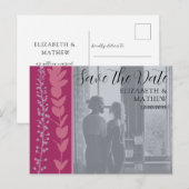 Faire-part de date moderne chic avec photo et feui (Devant / Derrière)
