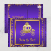 Faire-part de date royale en or et violet (Devant / Derrière)