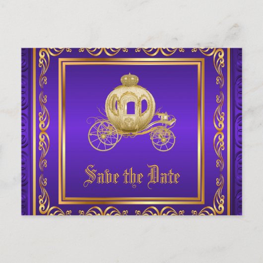 Faire-part de date royale en or et violet (Devant)