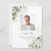 Faire-part de décès floral blanc avec verdure (Devant)
