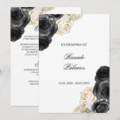 faire-part de décès rose noire invitation espagnol (Devant / Derrière)