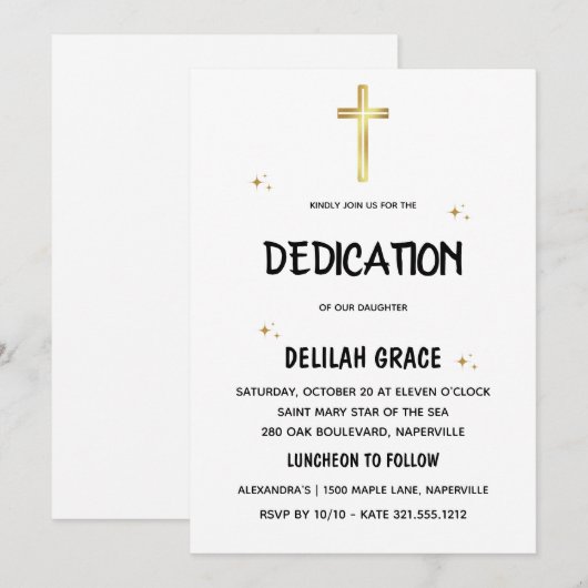 faire-part de dedication de bébé moderne (Devant / Derrière)