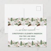 Faire-part de déménagement avec magnolias floraux  (Devant / Derrière)