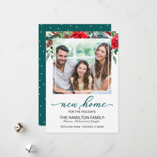 Faire-part de déménagement de Noël (Devant/Arrière en situation)