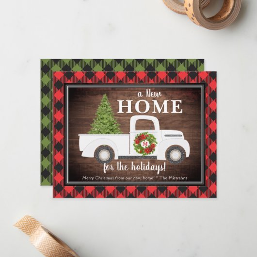 Faire-part de déménagement du camion de Noël blanc (Devant/Arrière en situation)