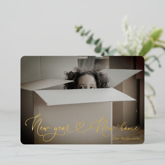 Faire-part de déménagement Nouvel An Nouveau foyer (Debout devant)