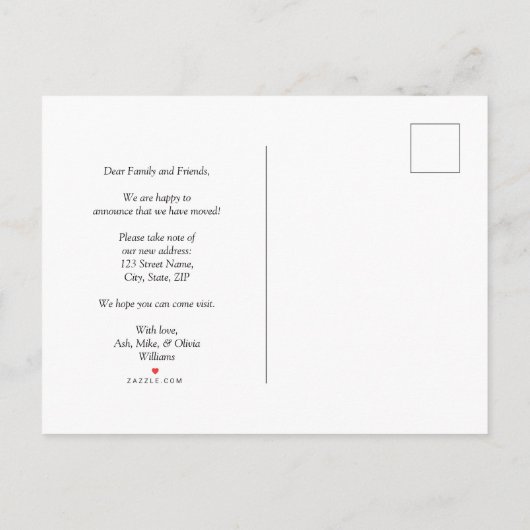 Faire-part de déménagement texte Maison Verte Nouv (Dos)