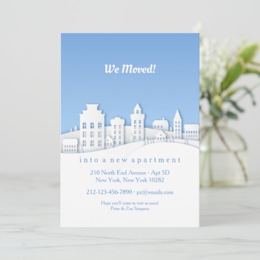 Faire-part de déplacement blanc papier (Debout devant)