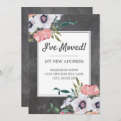 Faire-part de déplacement Chalkboard rose blanc fl (Devant / Derrière)