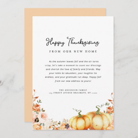 faire-part de déplacement de bon thanksgiving (Devant / Derrière)