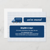 Faire-part de déplacement de camion bleu (Devant / Derrière)