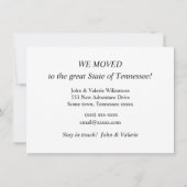 Faire-part de déplacement de carte postale Tenness (Dos)