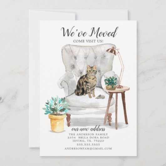 Faire-part de déplacement de chat Tabby Brown (Devant)