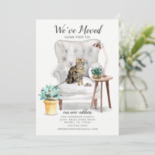 Faire-part de déplacement de chat Tabby Brown (Debout devant)