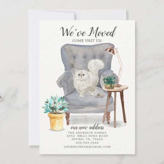 Faire-part de déplacement de chats persans (Devant)