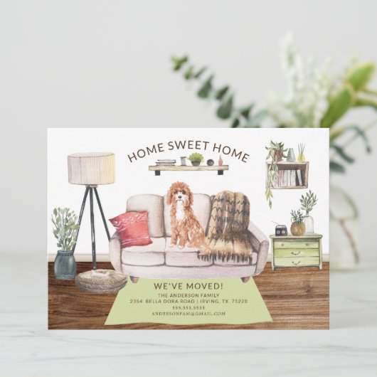 Faire-part de déplacement de chien de Cavapoo (Debout devant)