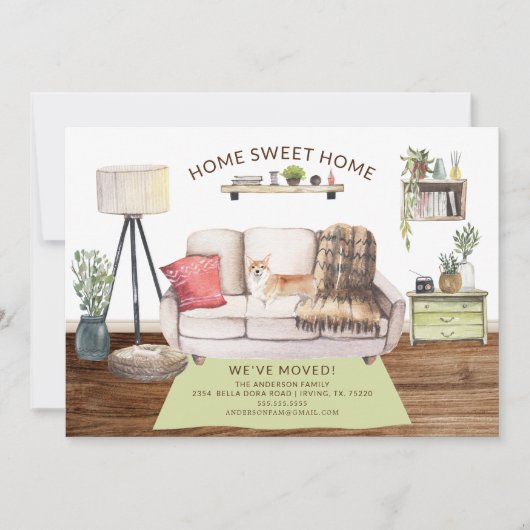 Faire-part de déplacement de Chien de Corgi (Devant)