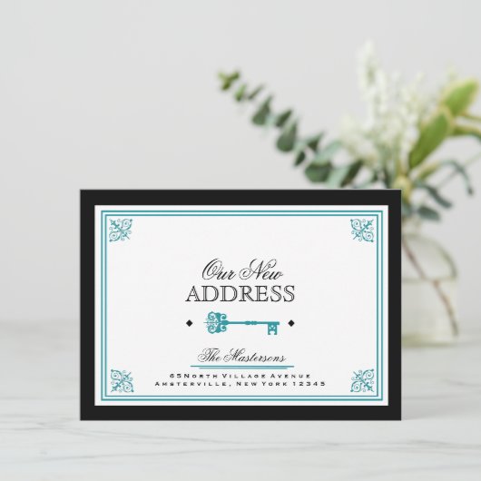 Faire-part de déplacement de clé bleue (Debout devant)