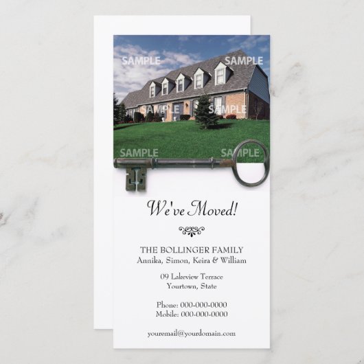 Faire-part de déplacement de clé squelette (Devant / Derrière)