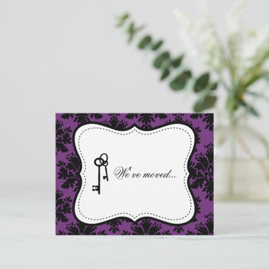 Faire-part de déplacement de Damas personnalisable (Debout devant)