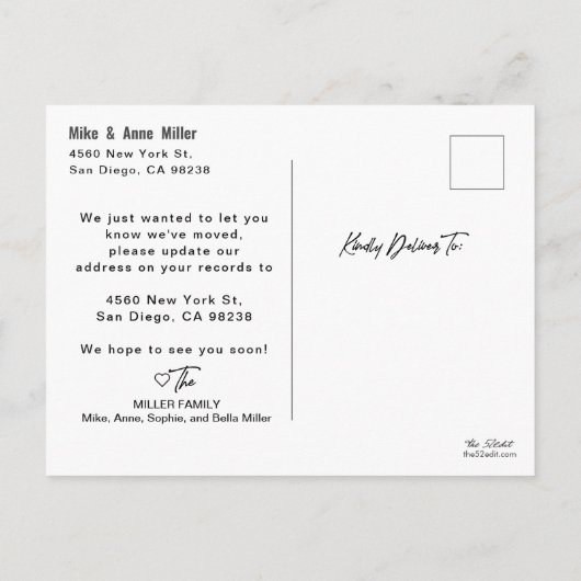 Faire-part de déplacement de destination de l'État (Dos)