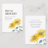 Faire-part de déplacement de fleurs de tournesol (Devant / Derrière)