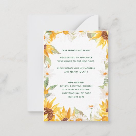 Faire-part de déplacement de la photo de la fleur (Dos)