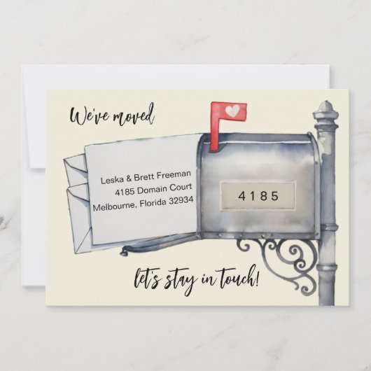 Faire-part de déplacement de l'aquarelle de boîte  (Devant)