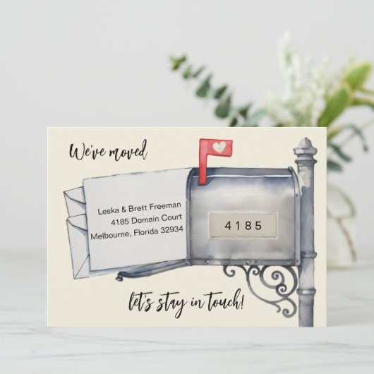 Faire-part de déplacement de l'aquarelle de boîte  (Debout devant)