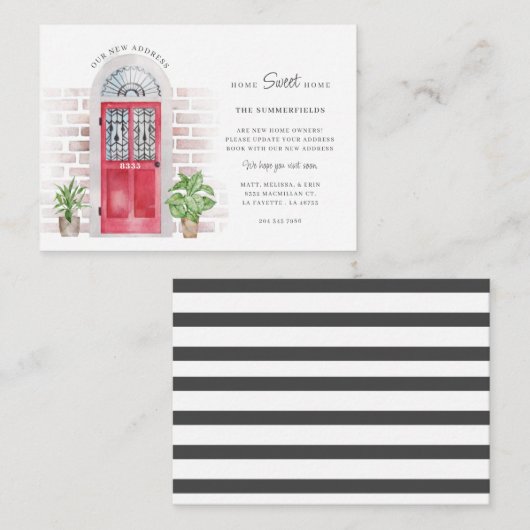 Faire-part de déplacement de l'aquarelle déplacée (Devant / Derrière)