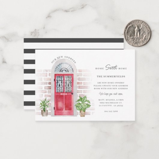 Faire-part de déplacement de l'aquarelle déplacée  (Devant/Arrière en situation)