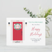 Faire-part de déplacement de porte avant rouge (Debout devant)