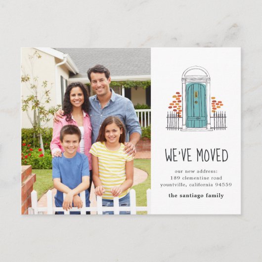 Faire-part de déplacement de porte bleue (Devant)