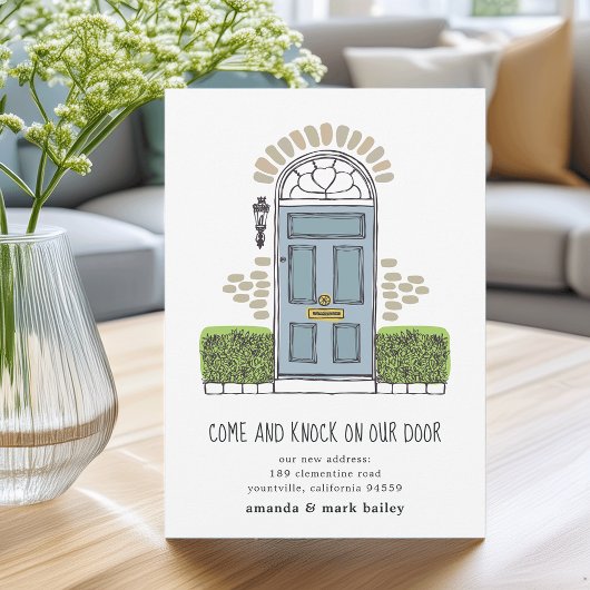 Faire-part de déplacement de porte bleue