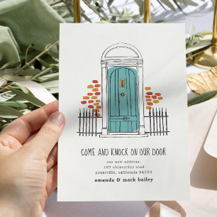 Faire-part de déplacement de porte bleue