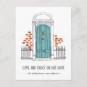 Faire-part de déplacement de porte bleue (Devant)