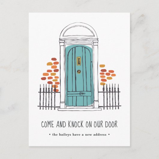 Faire-part de déplacement de porte bleue (Devant)