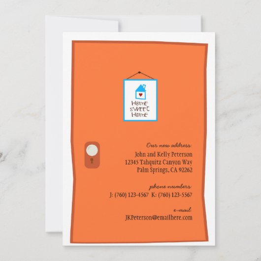 Faire-part de déplacement de porte orange (Dos)