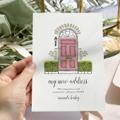 Faire-part de déplacement de porte rose