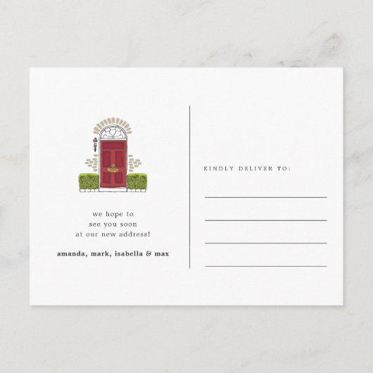 Faire-part de déplacement de porte rouge (Dos)