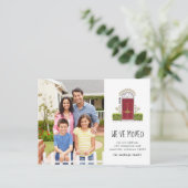 Faire-part de déplacement de porte rouge (Debout devant)