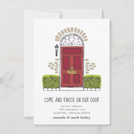 Faire-part de déplacement de porte rouge (Devant)